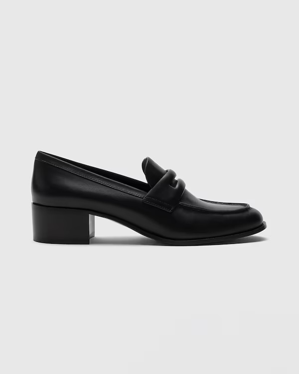 Polished Fumé Leather Loafer Black