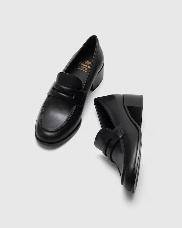 Polished Fumé Leather Loafer Black