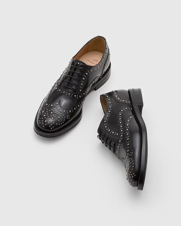 Polished Binder Oxford Brogue with Studs Black