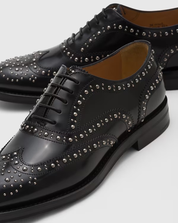 Polished Binder Oxford Brogue with Studs Black
