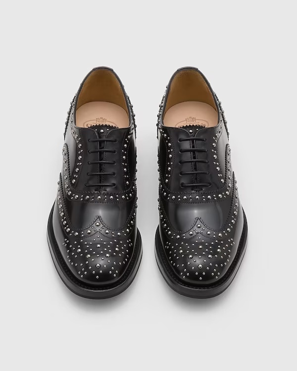 Polished Binder Oxford Brogue with Studs Black