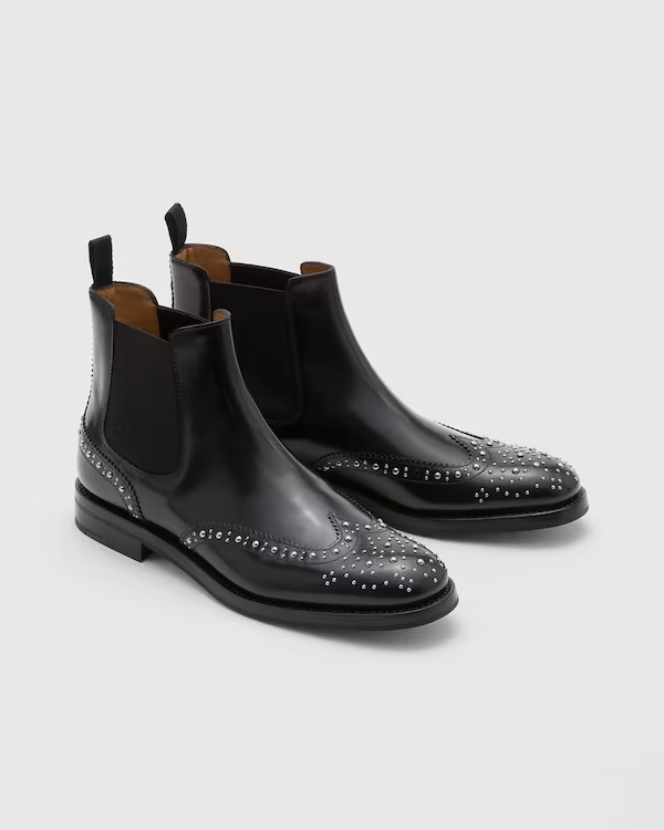 Polished Binder Chelsea Boot with Studs Black