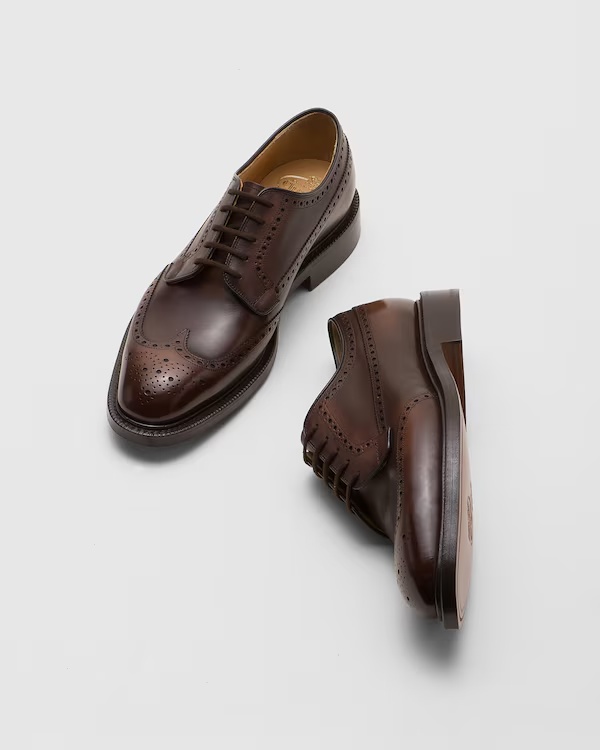 Bleached Calfskin Derby Brogue Ebony