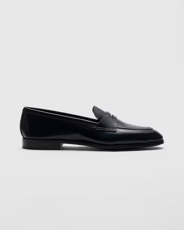 Polished Fumé Leather Loafer Blue