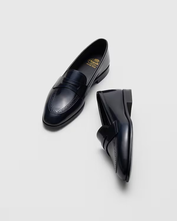 Polished Fumé Leather Loafer Blue