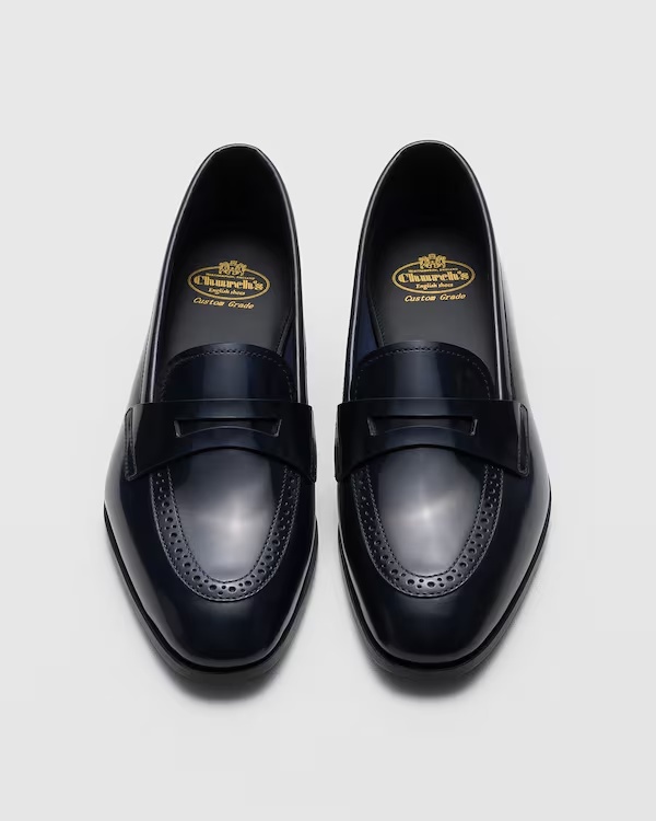 Polished Fumé Leather Loafer Blue