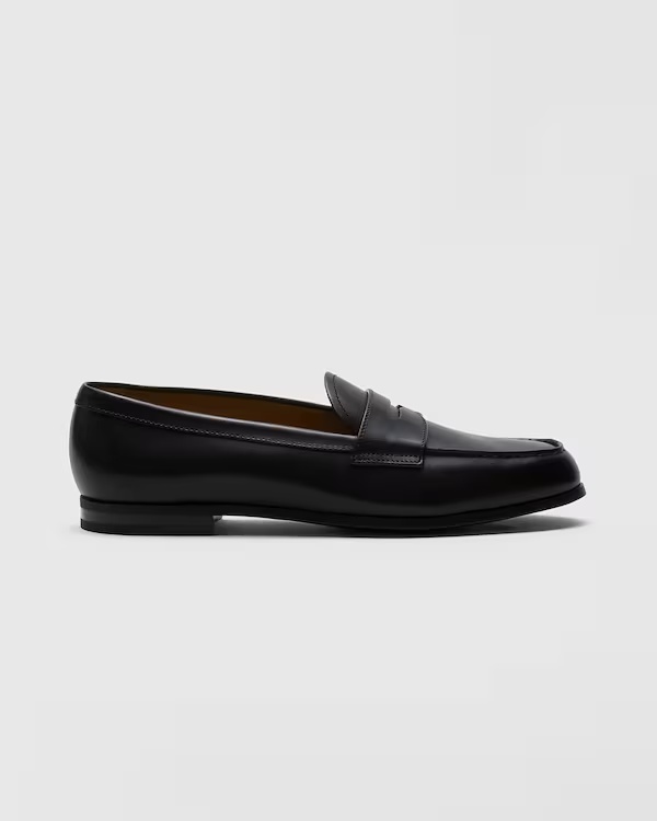 Bleached Calfskin Leather Loafer Black
