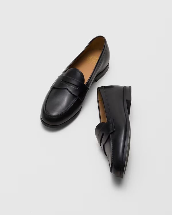 Bleached Calfskin Leather Loafer Black