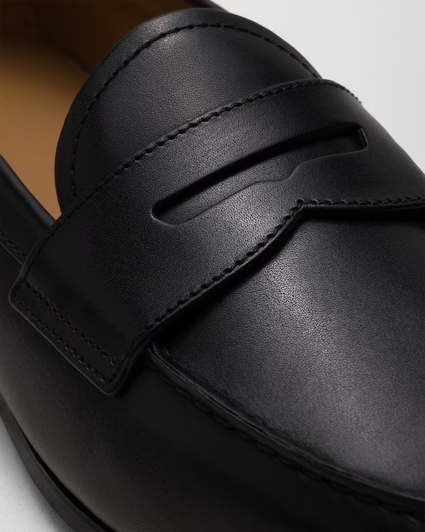 Bleached Calfskin Leather Loafer Black 3 Bleached Calfskin Leather Loafer Black
