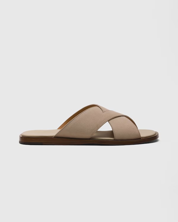 Suede Crisscross Sandal Stone