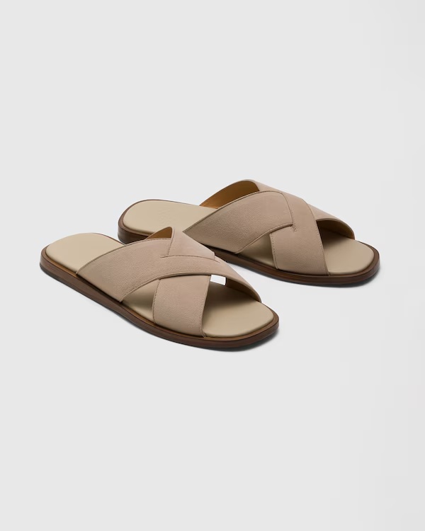 Suede Crisscross Sandal Stone