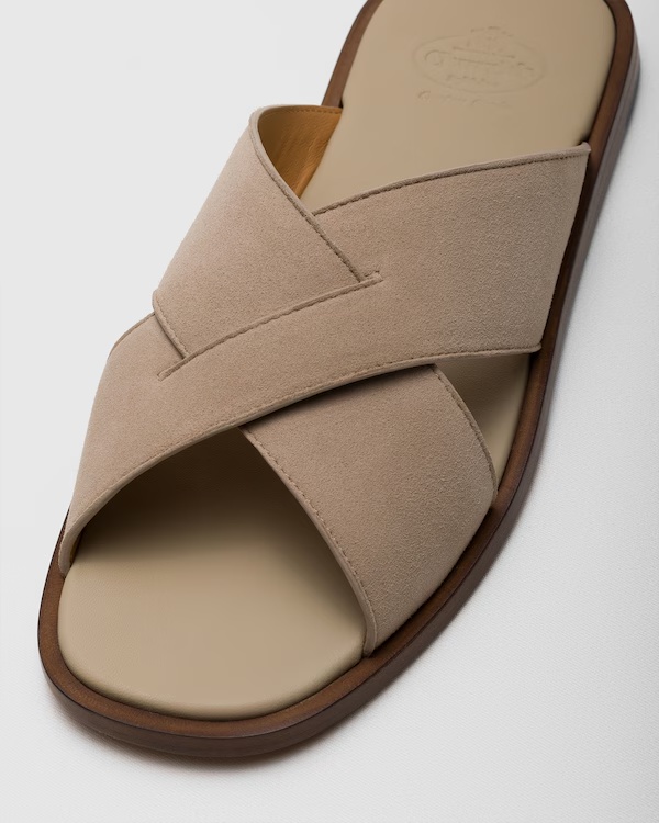 Suede Crisscross Sandal Stone