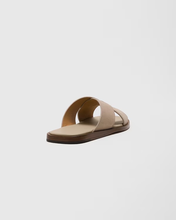 Suede Crisscross Sandal Stone