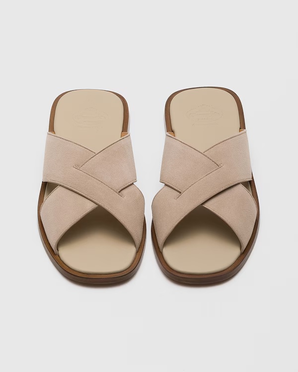 Suede Crisscross Sandal Stone