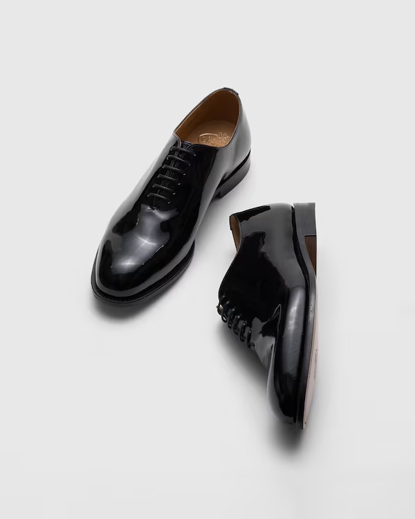 Patent Leather Whole Cut Oxford Black