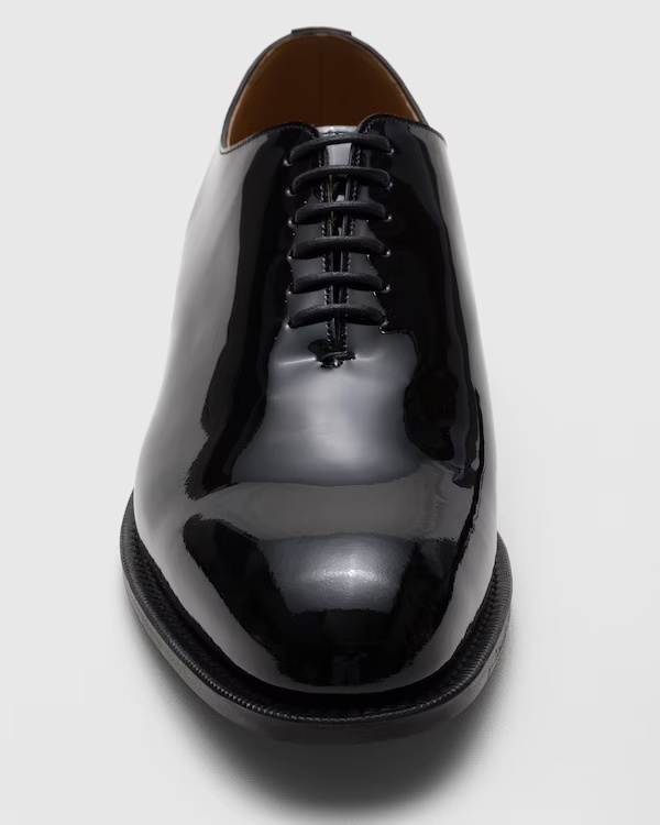 Patent Leather Whole Cut Oxford Black