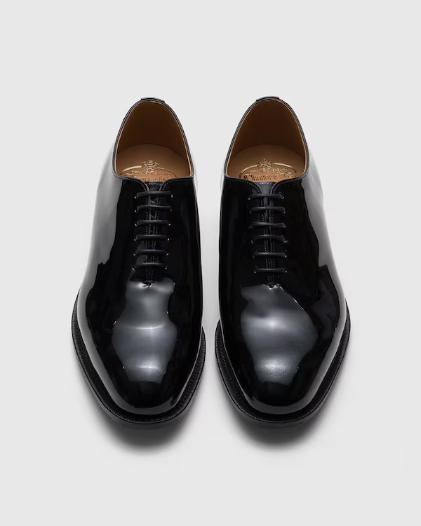 Patent Leather Whole Cut Oxford Black