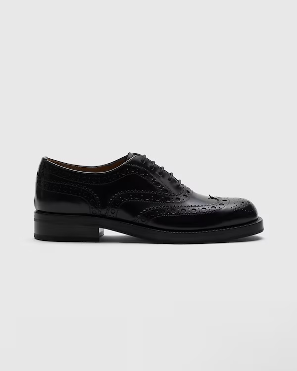 Polished Fumé Leather Oxford Brogue Black