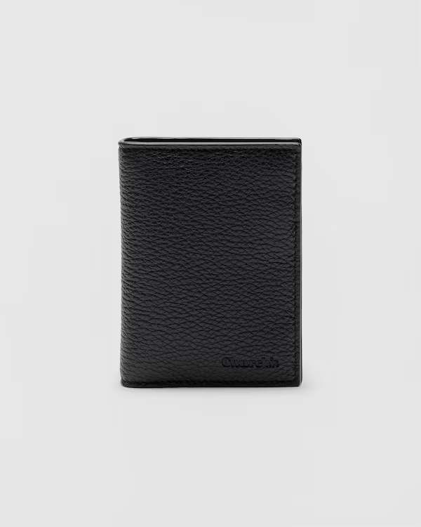 Deer Print Calfskin Card Holder Black