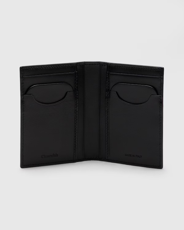 Deer Print Calfskin Card Holder Black