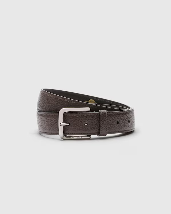 Deer Print Calfskin Belt Coffee