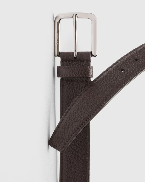 Deer Print Calfskin Belt Coffee