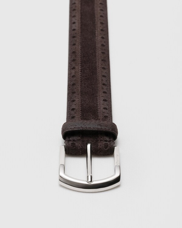Brogue Antique Suede Belt Brown