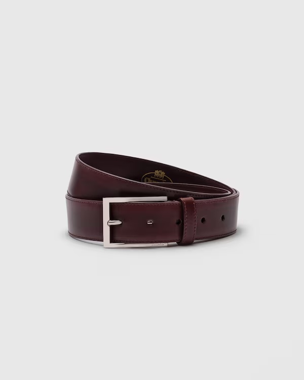 Bleached Calfskin Belt Burgundy