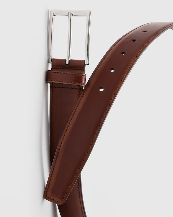 Bleached Calfskin Belt Burnt