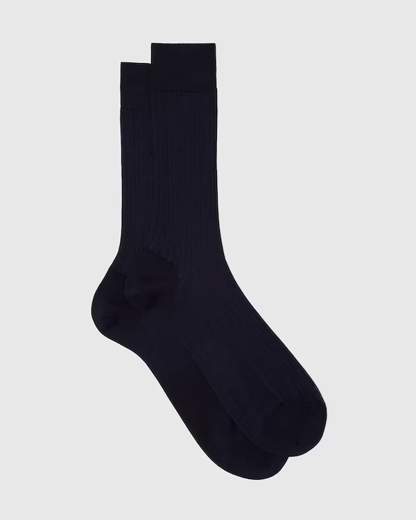Cotton Ribbed Short Navy