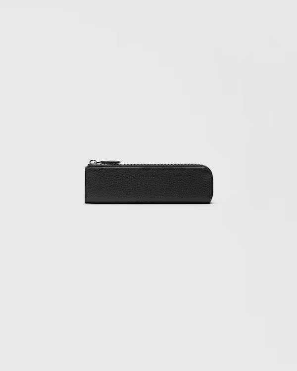 Deer Print Calfskin Pen Case Black
