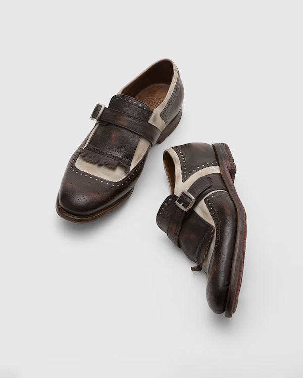 Glacè calf and Nabuk Loafer Ebony/White