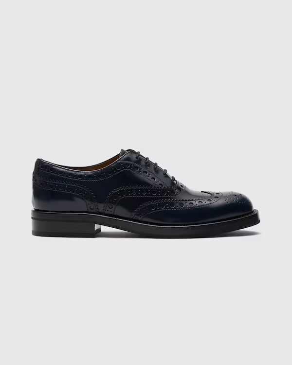 Polished Fumé Leather Oxford Brogue Blue