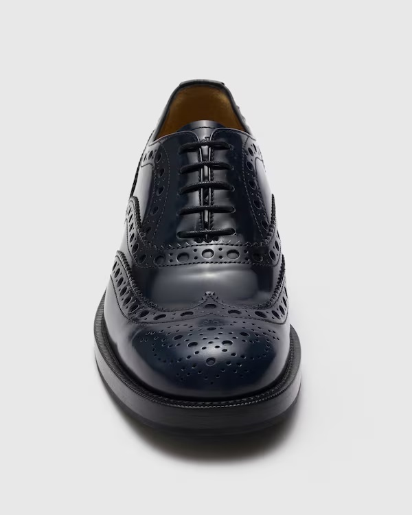Polished Fumé Leather Oxford Brogue Blue