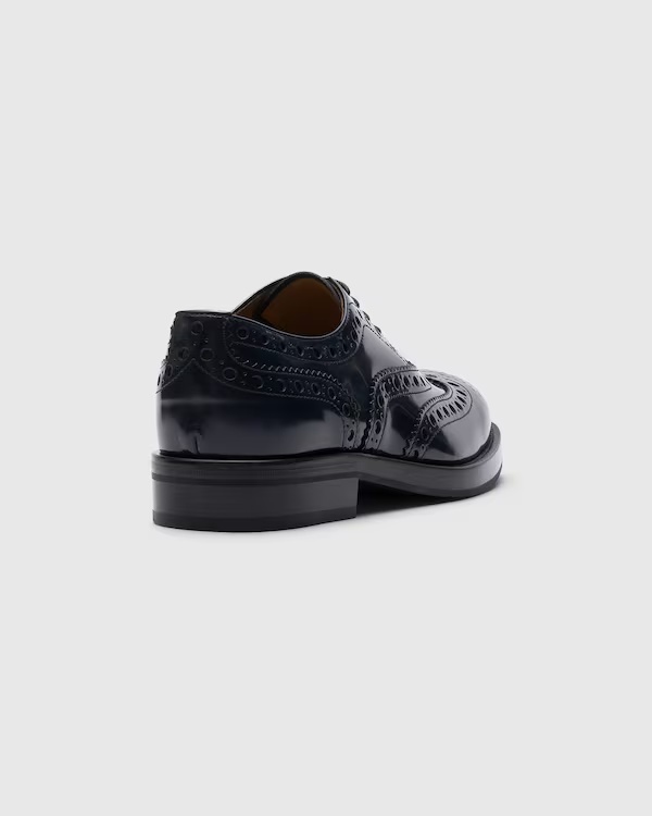 Polished Fumé Leather Oxford Brogue Blue