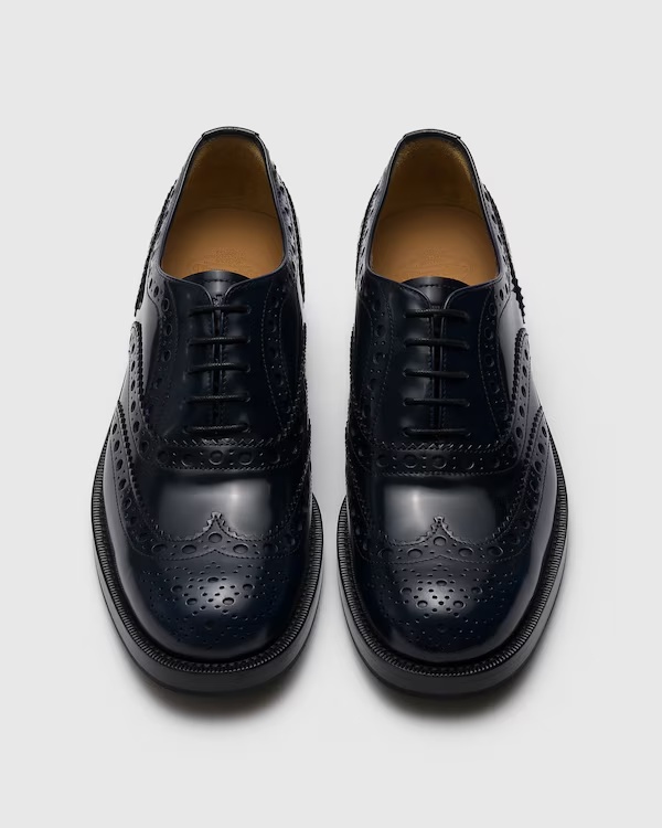 Polished Fumé Leather Oxford Brogue Blue
