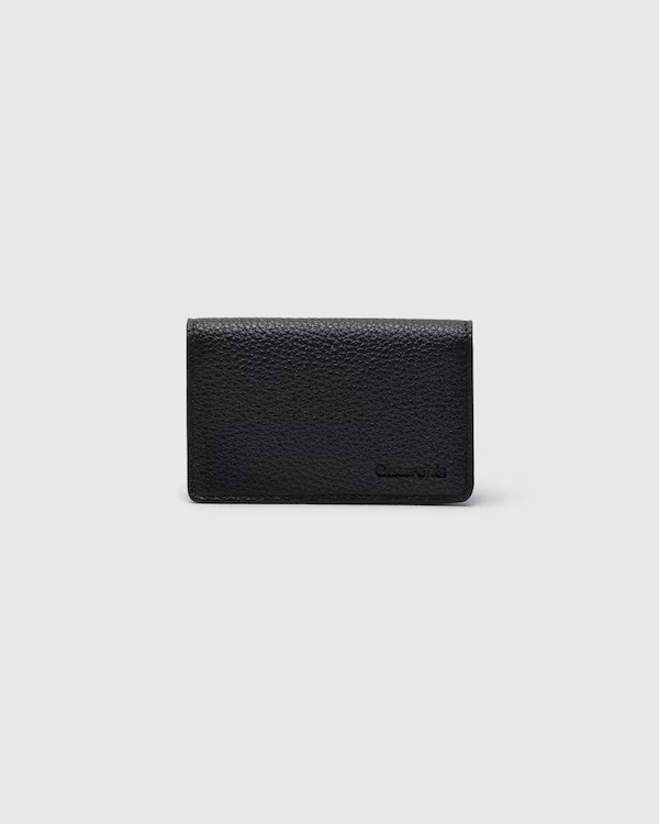 Deer Print Calfskin Card Holder Black