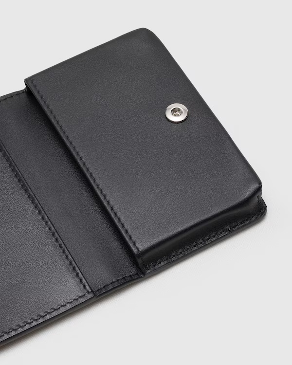 Deer Print Calfskin Card Holder Black