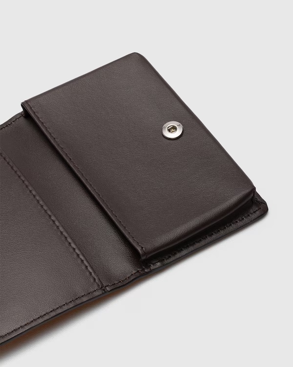 Deer Print Calfskin Card Holder Cognac/Coffee