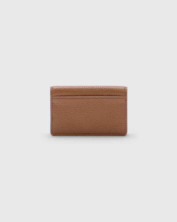 Deer Print Calfskin Card Holder Cognac/Coffee