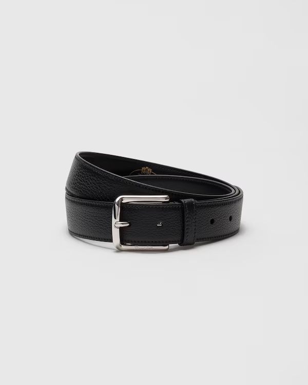 Deer Print Calfskin Belt Black
