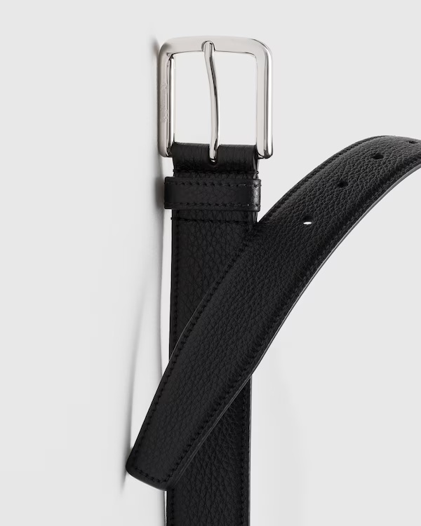 Deer Print Calfskin Belt Black