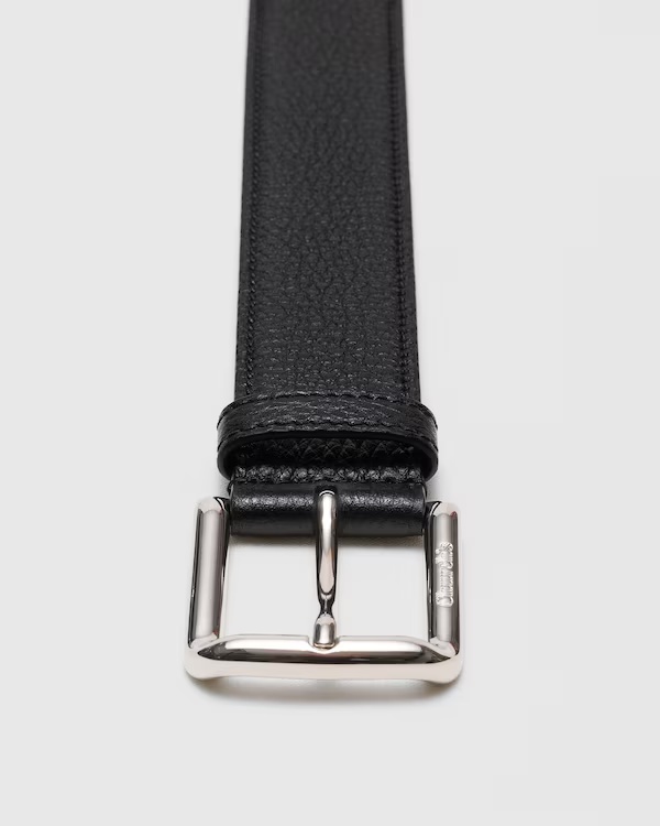Deer Print Calfskin Belt Black 3 Deer Print Calfskin Belt Black