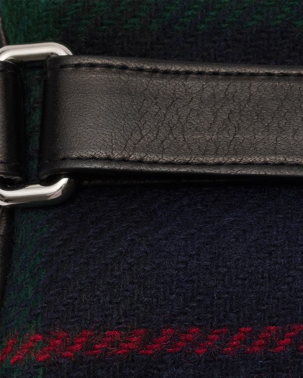 Nappa and Wool Tartan Men's Gloves Navy