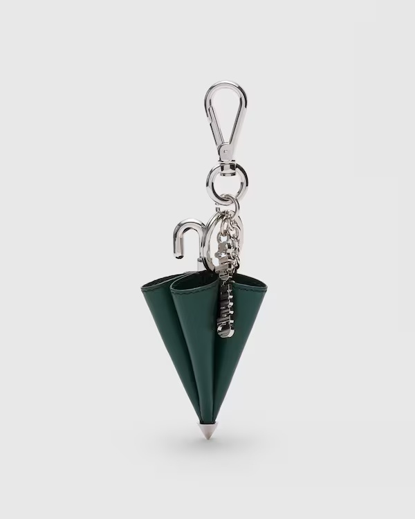 Umbrella Charm in Nappa and Metal Emerald Green