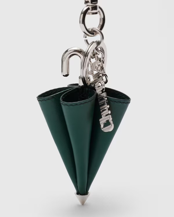 Umbrella Charm in Nappa and Metal Emerald Green