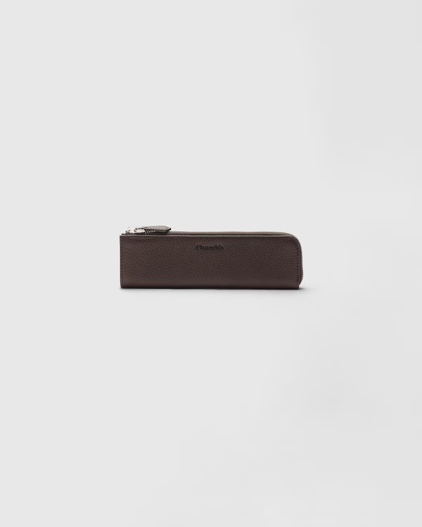 Deer Print Calfskin Pen Case Coffee