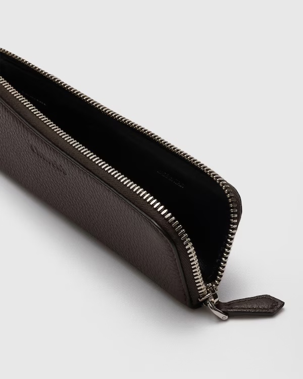 Deer Print Calfskin Pen Case Coffee