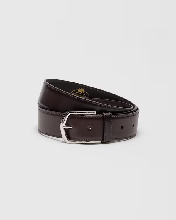 Bleached calf buckle belt  Ebony