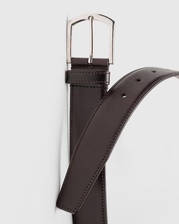 Bleached calf buckle belt  Ebony
